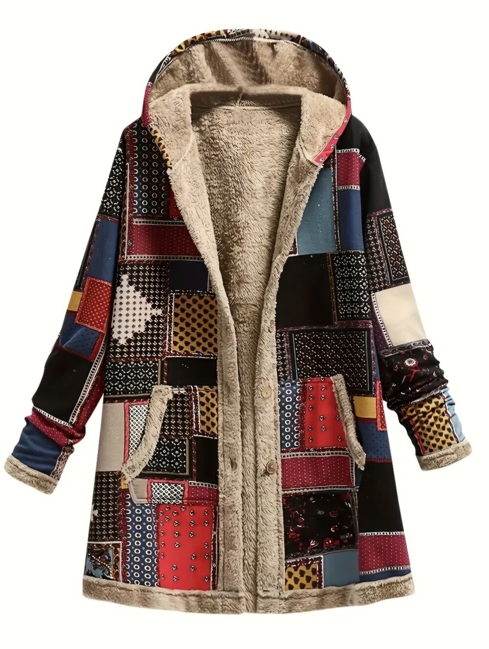 Women'S Jacket, Ladies Plush Printed Hooded Sweatshirt Outerwear, Women'S